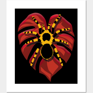 Tarantula on a red heart shaped leaf Posters and Art